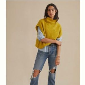 Anthropologie Oversized Cashmere Sweatervest in Citron